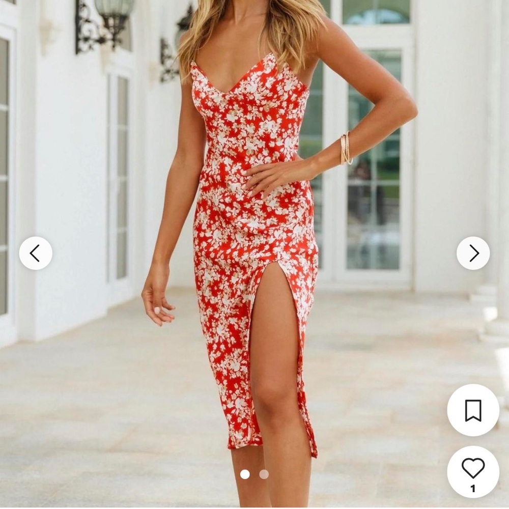 Hello Molly Red Floral Midi Dress